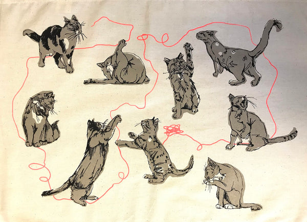 Cat Tricks Tea Towel, Sarah Targett