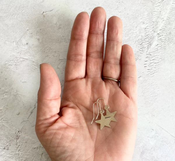 Tiny Silver Tone Star Earrings, Stuff Made from Things