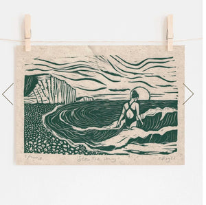 Seas The Day Linoprint, Prints by the Bay, Nicole Revy
