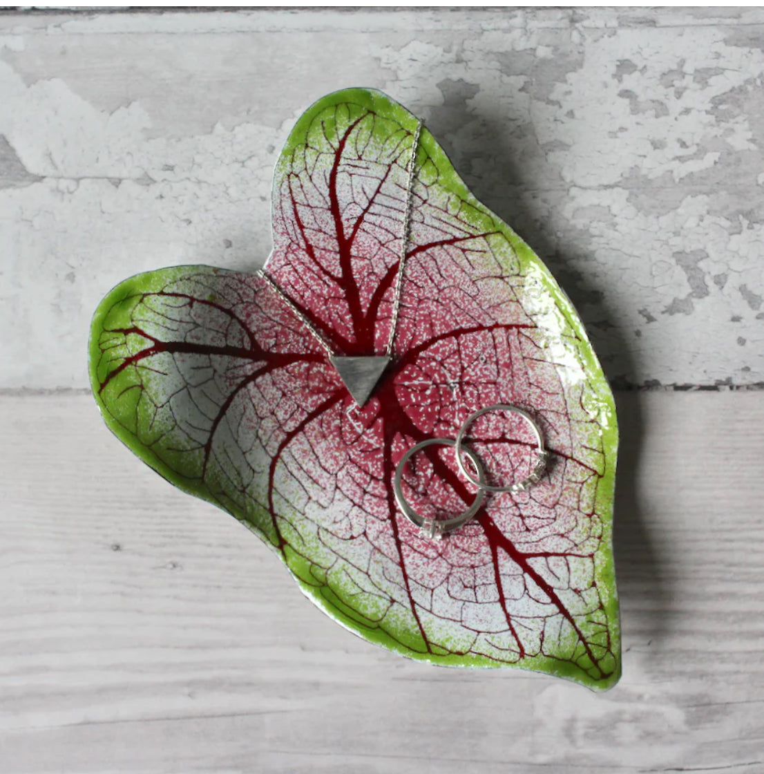 Caladium Trinket Dish, Pink, TD-4,