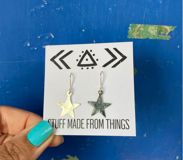 Tiny Silver Tone Star Earrings, Stuff Made from Things