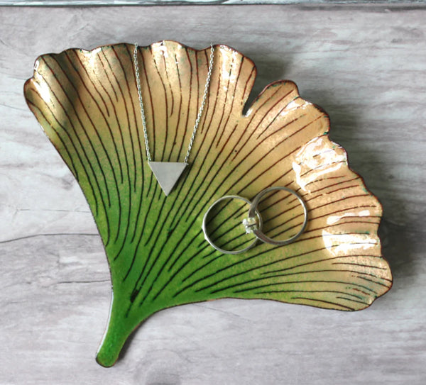 Ginkgo Leaf Trinket Dish, Mixed, TD-2,