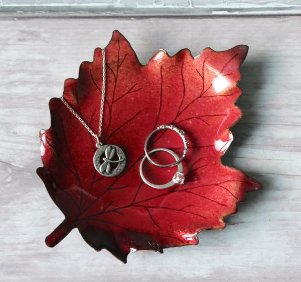 Acer Leaf Trinket Dish, Red, TD-3,