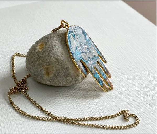 Patinated Hand Necklace