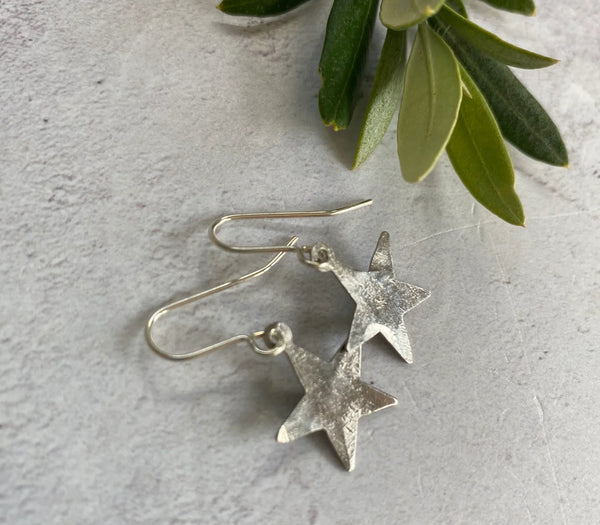 Tiny Silver Tone Star Earrings, Stuff Made from Things