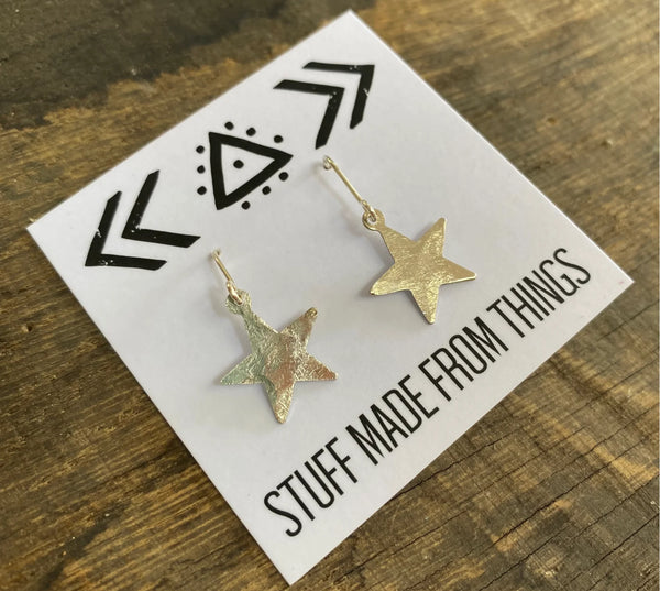 Tiny Silver Tone Star Earrings, Stuff Made from Things