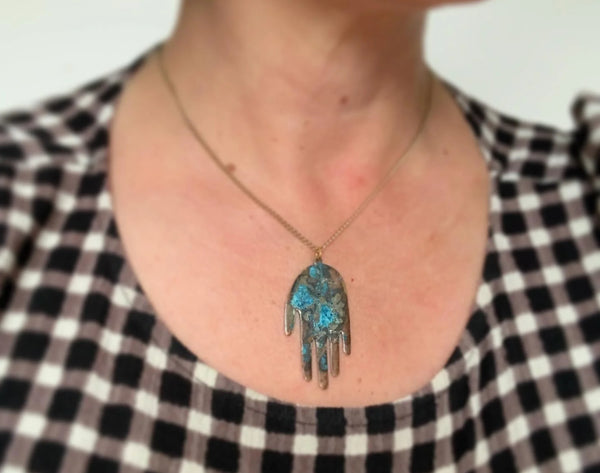 Patinated Hand Necklace