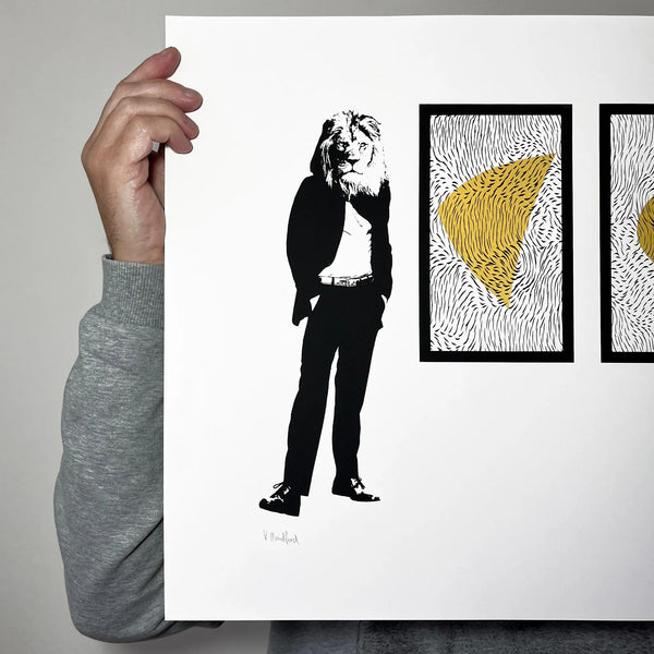 Lion & Tiger Abstract, A2, Memori Prints