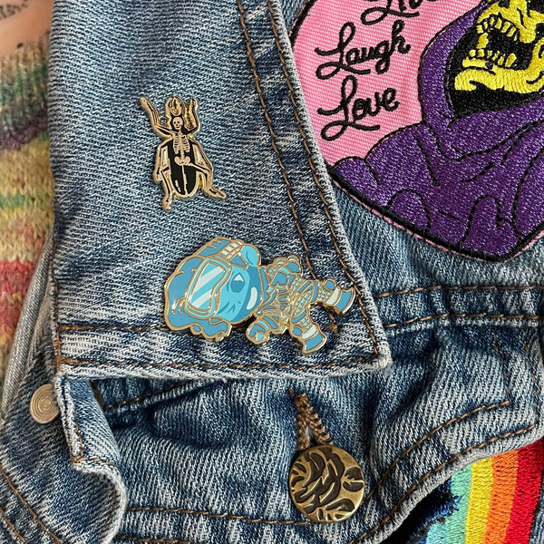 Metamorphosis – Enamel Pin Badge – Skeleton Beetle,  Memori Prints