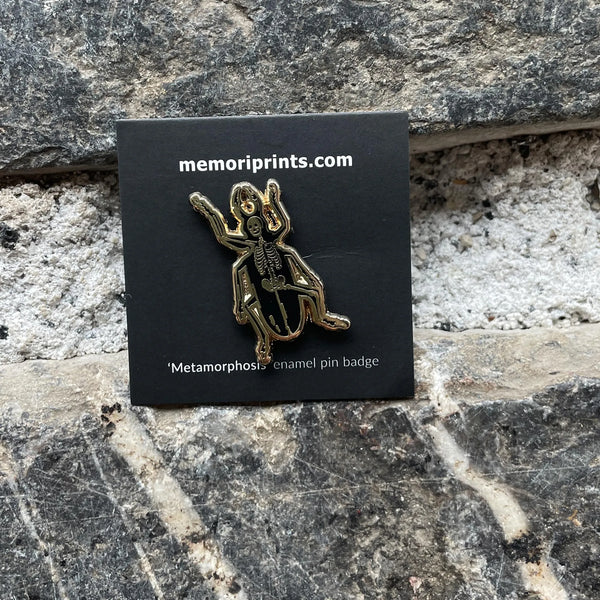 Metamorphosis – Enamel Pin Badge – Skeleton Beetle,  Memori Prints