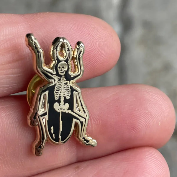 Metamorphosis – Enamel Pin Badge – Skeleton Beetle,  Memori Prints