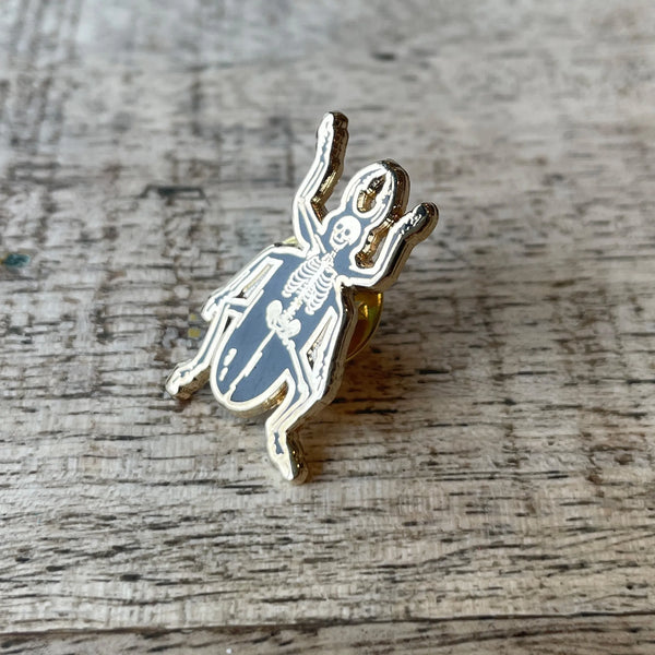 Metamorphosis – Enamel Pin Badge – Skeleton Beetle,  Memori Prints