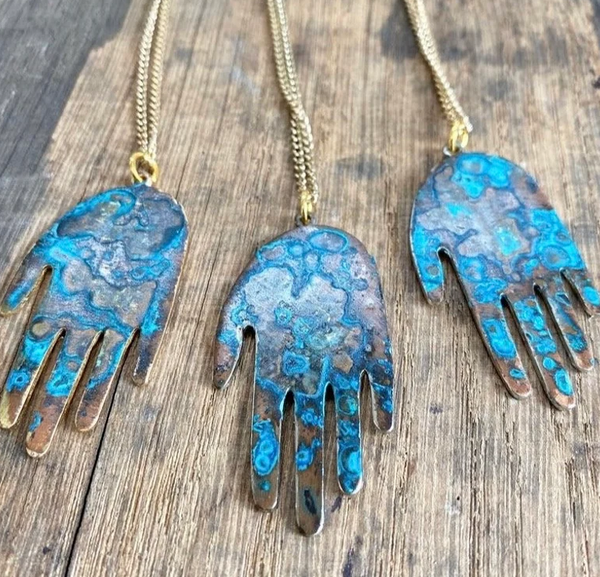 Patinated Hand Necklace
