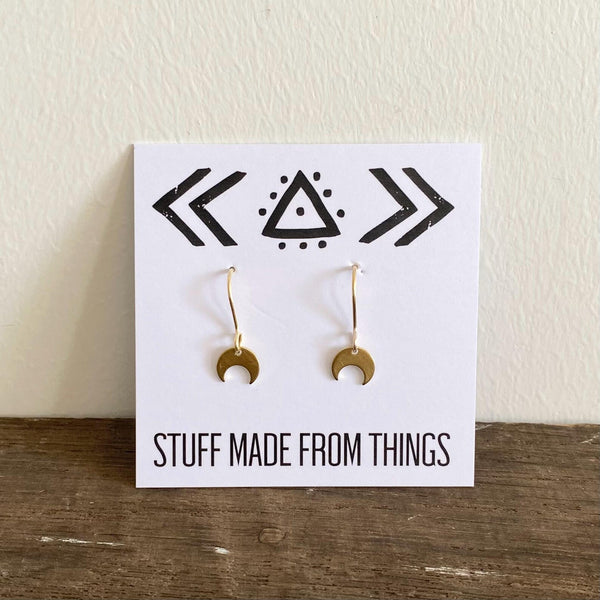 Tiny Cresent Moon Earrings, Stuff Made from Things