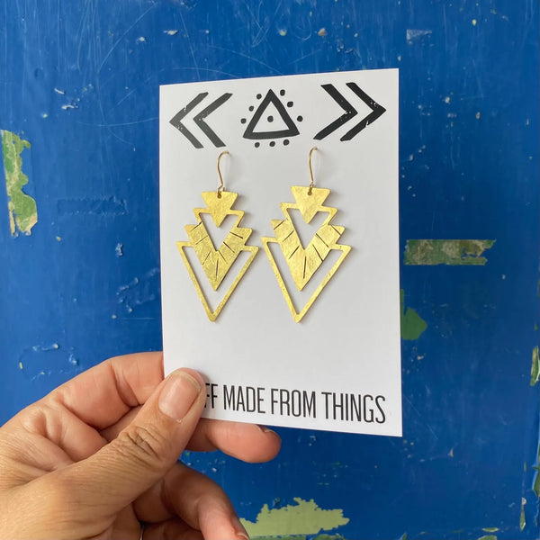 Nouveau Raw Brass Earrings, Stuff Made from Things