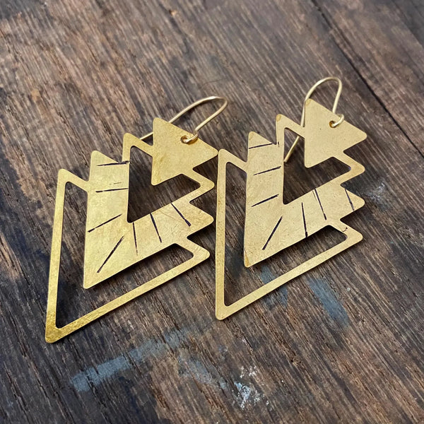 Nouveau Raw Brass Earrings, Stuff Made from Things