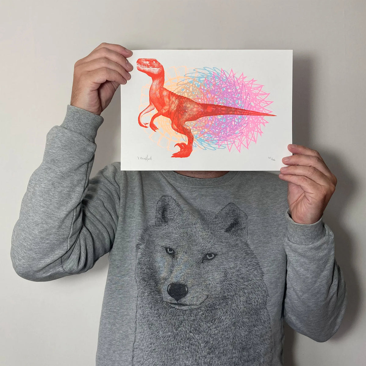 A4 'Little Red Raptor' (four colours), Memori Prints – Black Swan Arts