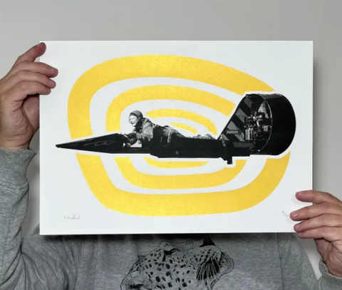 Rocket Lady (A3 Gold & Black), Memori Prints