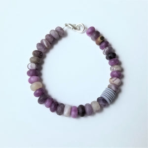 Purple Rondelle Gemstones & Porcelain Bracelet, CB36